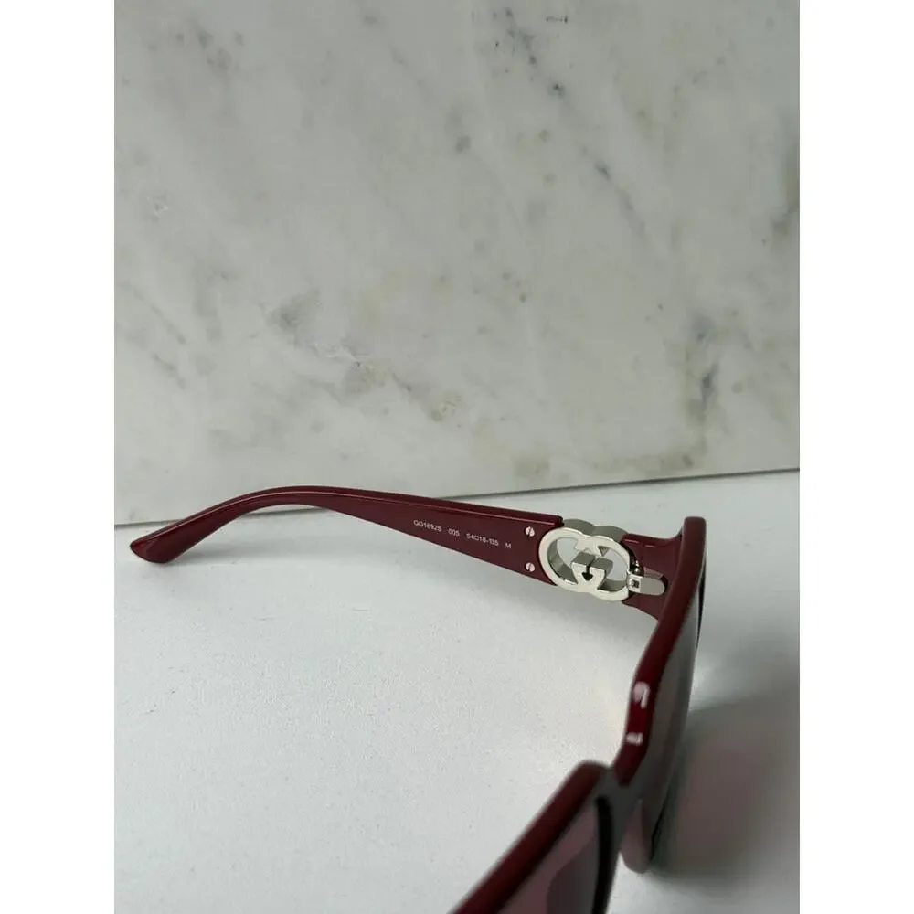 NEW Gucci GG1692SA Burgundy Square Mirror Lens Sunglasses